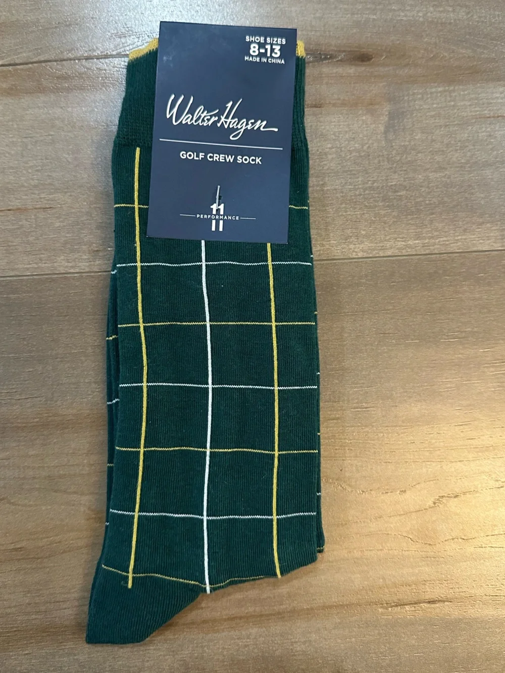Walter Hagen Dark Green Grid Golf Crew Socks